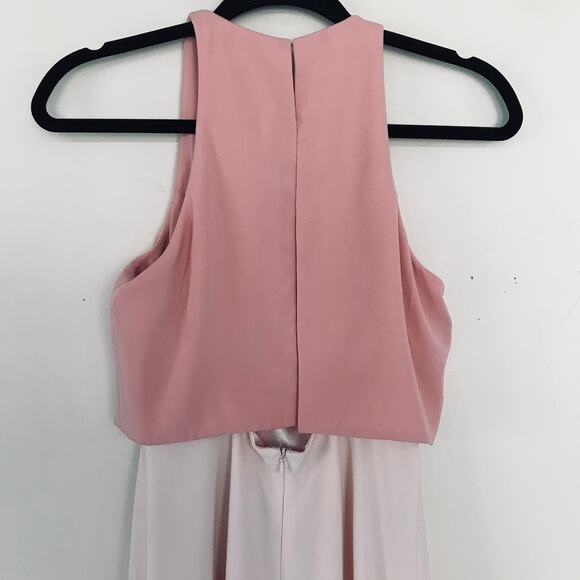 Jill Stuart BHLDN Iva Crepe Blush Pink Duo Two Tone Gown Maxi Dress Women Size 4 - Picture 6 of 9